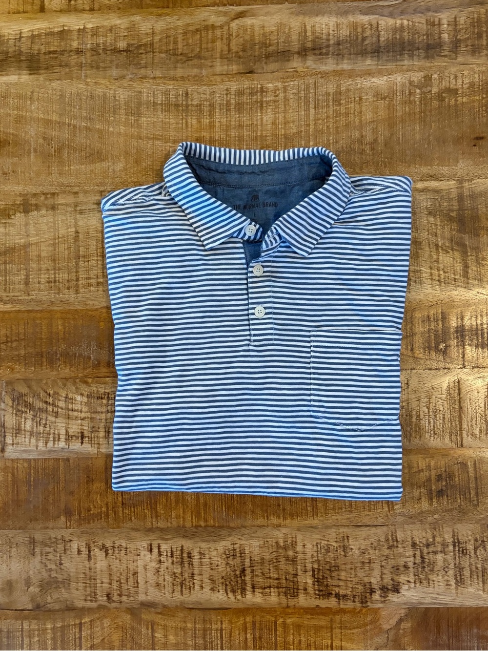 The Normal Brand Vintage Slub Striped Pocket Polo
